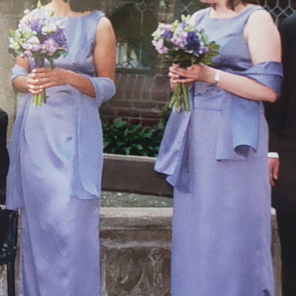 David's Bridal Royal Blue Satin Two-Piece Formal Set - Picture 6 of 6